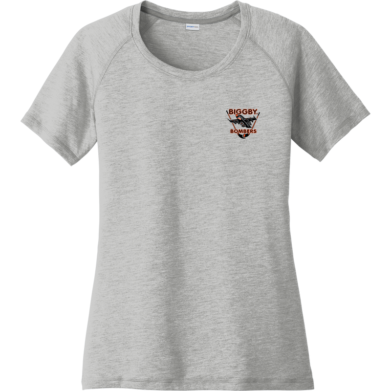 Biggby Bombers Ladies PosiCharge Tri-Blend Wicking Scoop Neck Raglan Tee